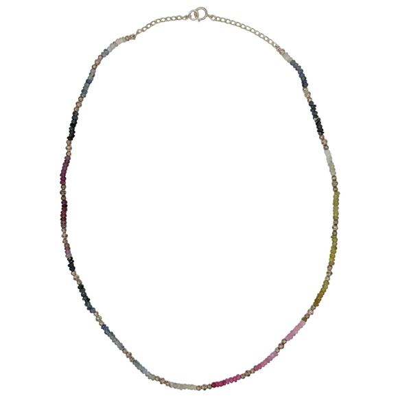 Multicolor Sapphire Necklace in Rainbow Ombré & Silver - Picture 2 of 7